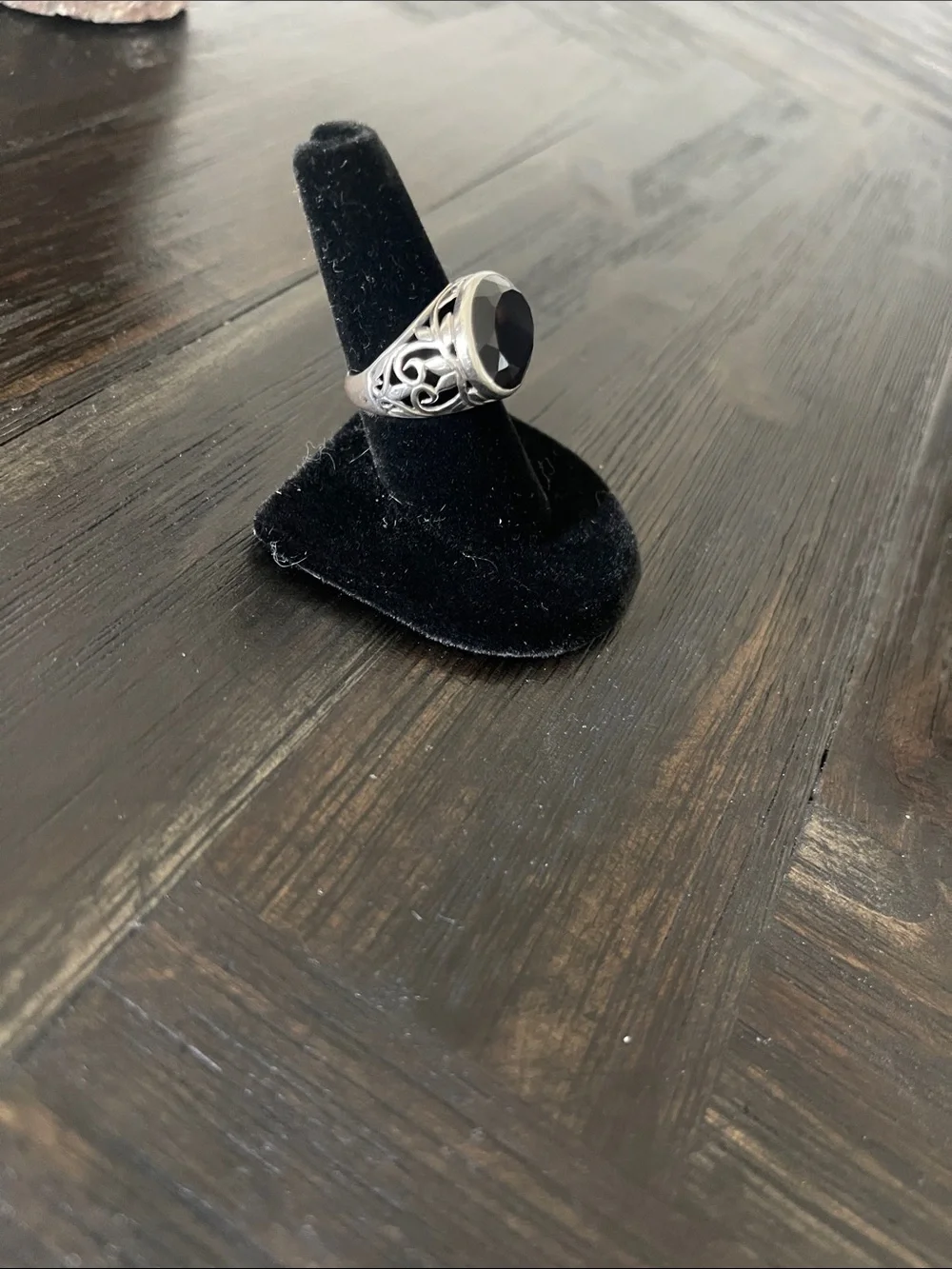 Silpada Black Chalcedony Silver  filigree Ring - Elegant Women's Statement Ring